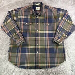 Vintage Eddie Bauer Elkhorn Canvas Shirt Men's Large Muted Plaid Workwear 90's